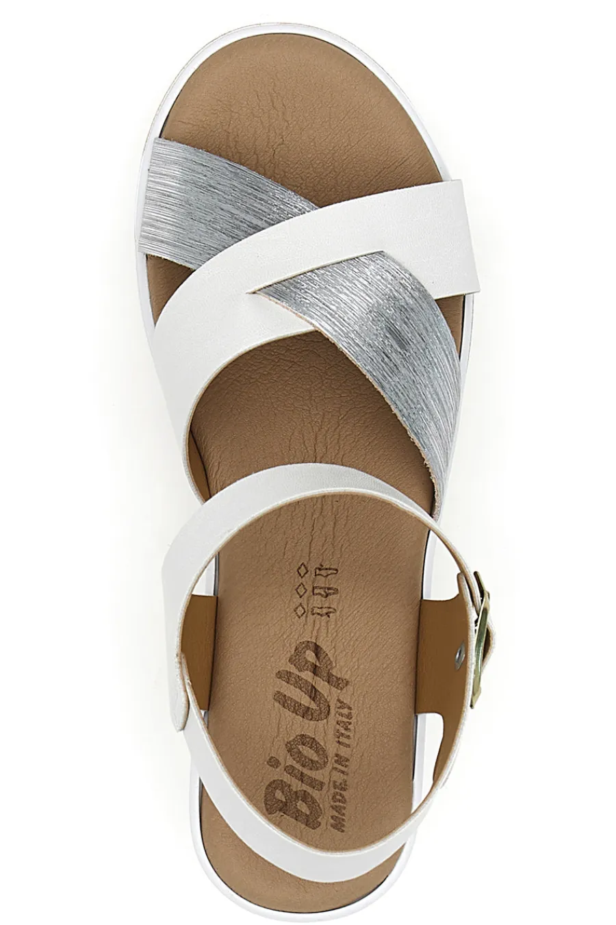 Sandali bianchi e argento con plantare comfort 402-BIO UP Best