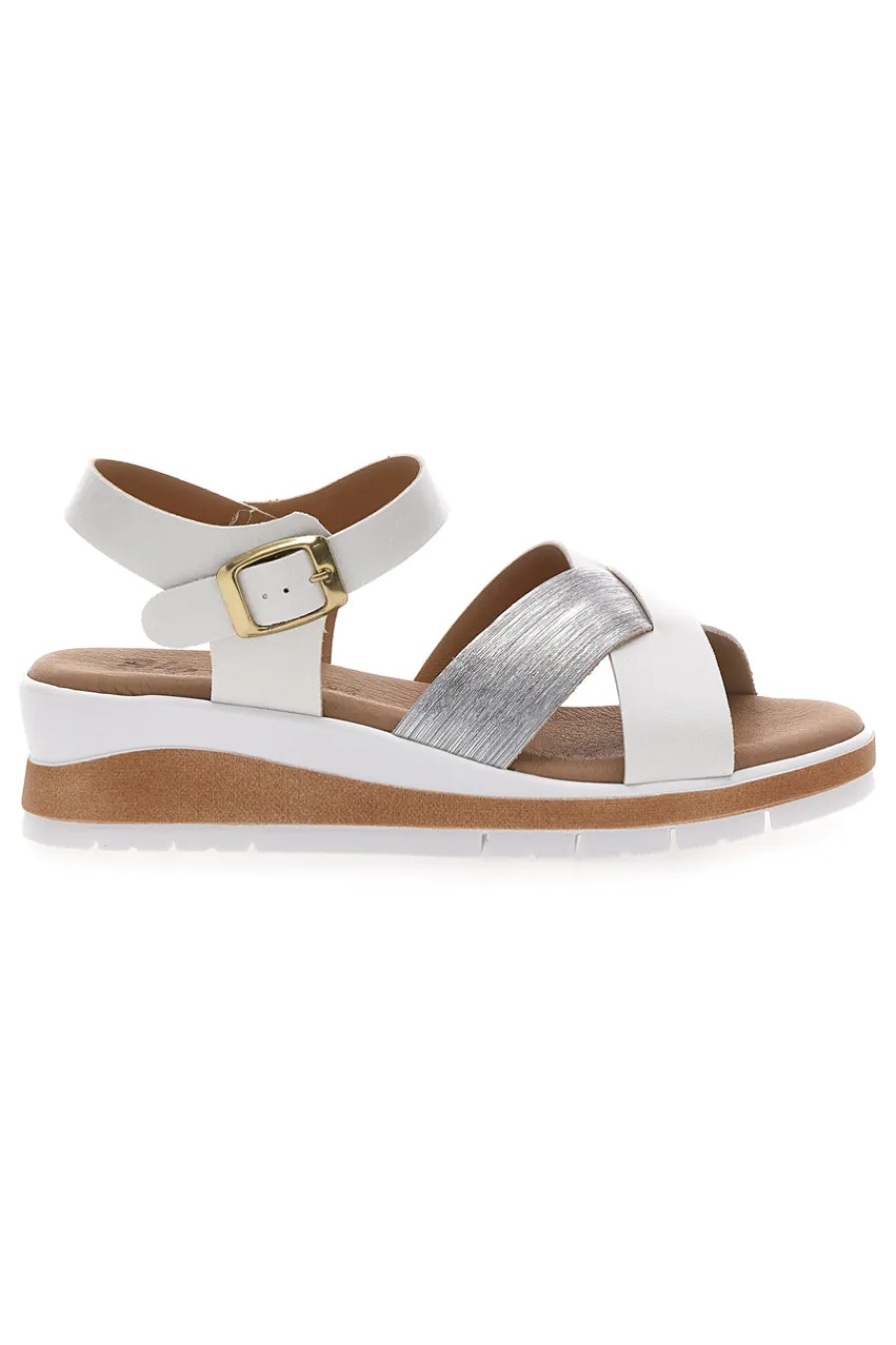 Sandali bianchi e argento con plantare comfort 402-BIO UP Best