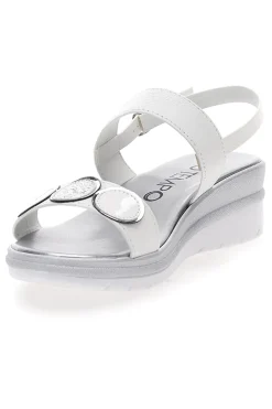 Sandali Bianchi e Argento con Platform 2482-MIO TEMPO New
