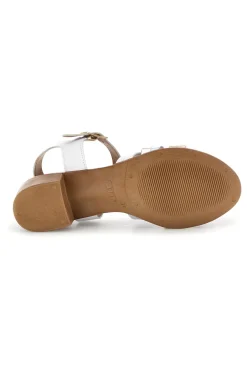 Sandali bianchi e argento in pelle con fasce incrociate 243205-PITTARELLO LOOK