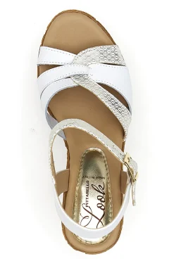 Sandali Bianchi e Oro con Zeppa Alta MK24731-PITTARELLO LOOK Online