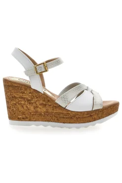Sandali Bianchi e Oro con Zeppa Alta MK24731-PITTARELLO LOOK Online