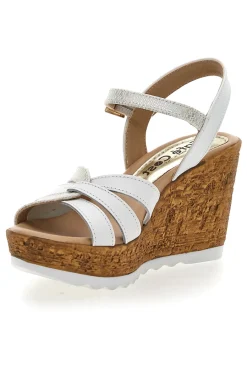 Sandali Bianchi e Oro con Zeppa Alta MK24731-PITTARELLO LOOK Online