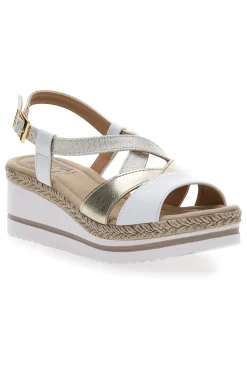 Sandali Bianchi e Oro Con Zeppa MK3234109-PRIMA RIGA