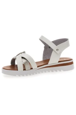 Sandali Bianchi e Platino con Fasce Incrociate e Cinturino 003-PLOCADI Outlet