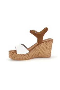 Sandali bianchi in pelle con zeppa 5621504-PITTARELLO