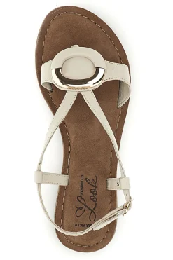 Sandali bianchi in vera pelle con decoro circolare frontale IF6532-PITTARELLO LOOK New