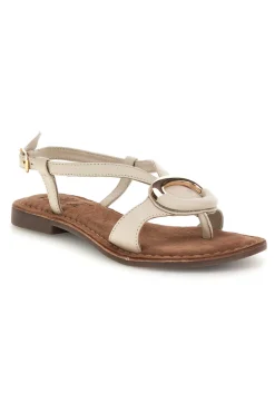Sandali bianchi in vera pelle con decoro circolare frontale IF6532-PITTARELLO LOOK New