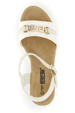 Sandali bianco zeppa cinturino regolabile E485-ENERGY Hot