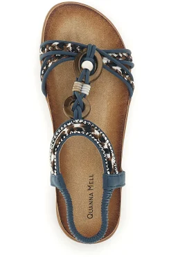 Sandali blu con fasce intrecciate e cinturino elasticizzato Quanna mel K358607-QUANNA MELL Sale