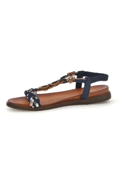 Sandali blu con fasce intrecciate e applicazioni gioiello Quanna mel 560317-QUANNA MELL