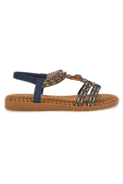 Sandali blu con fascette intrecciate e dettagli decorati 22139-QUANNA MELL Hot