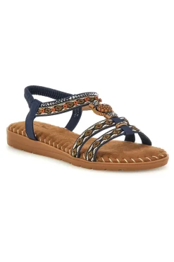 Sandali blu con fascette intrecciate e dettagli decorati 22139-QUANNA MELL Hot