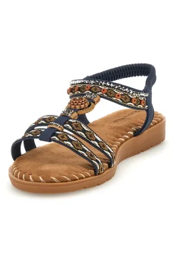 Sandali blu con fascette intrecciate e dettagli decorati 22139-QUANNA MELL Hot