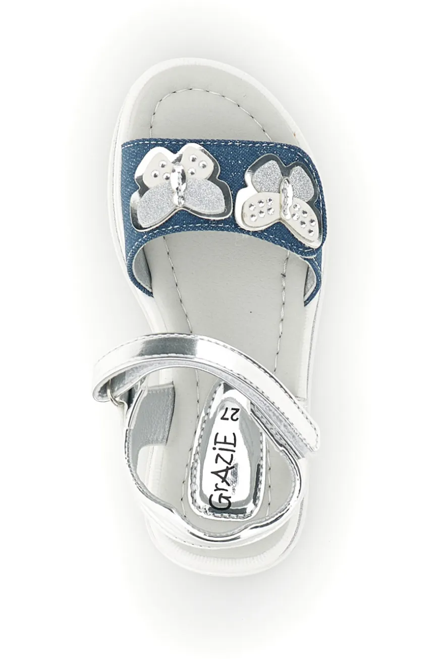 Sandali Blu e Argento con Applicazione Cuore Grazie girl 218593