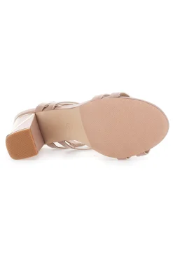 Sandali cipria con tacco intrecciati 231-LE HAVRE PARIS Clearance