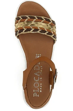 Sandali Cognac con Cinturino Prodotto Italiano 021-PLOCADI Outlet
