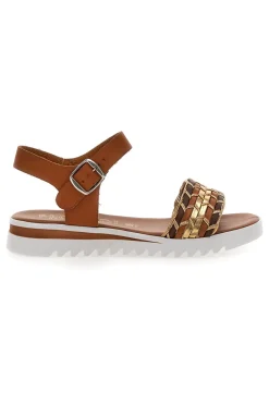 Sandali Cognac con Cinturino Prodotto Italiano 021-PLOCADI Outlet