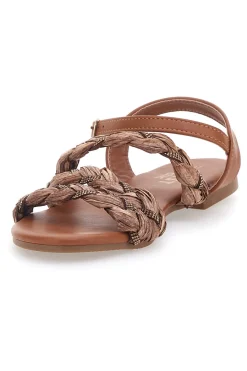 Sandali Cognac con Trecce 003-THE FIRST CHIC Sale