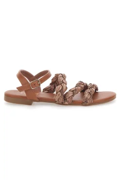 Sandali Cognac con Trecce 003-THE FIRST CHIC Sale