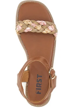 Sandali Cognac con Treccia 92119-THE FIRST Best