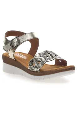 Sandali color platino con plantare comfort 8068C-LINEA COMODA Clearance