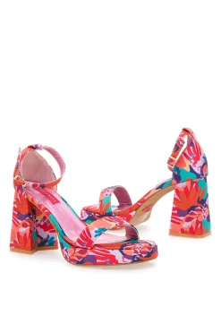 Sandali con Tacco a Blocco e Fiori 201-BETTYFLOWERS Outlet