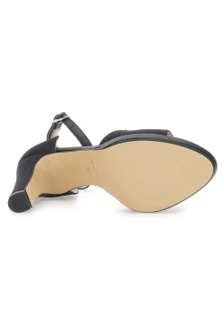 Sandali con tacco 672 Neri Raso-PITTARELLO LOVE