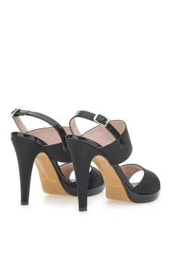 Sandali con tacco 722 Neri Raso-PITTARELLO LOVE