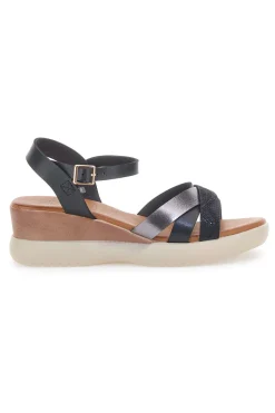 Sandali con zeppa bassa e fasce nere incrociate FW10172-PITTARELLO SUN Sale