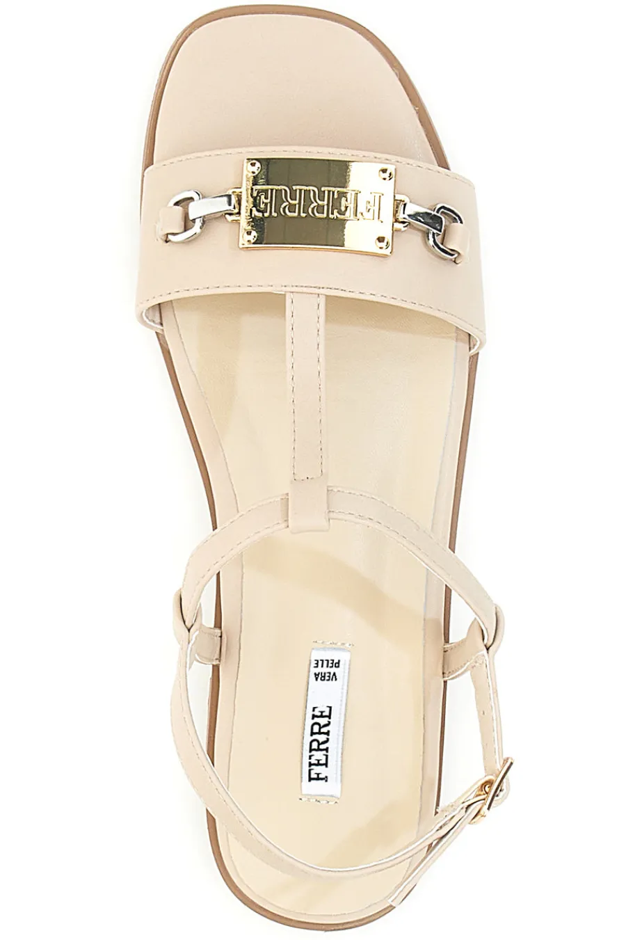 Sandali Crema Flat con Dettaglio Catena F251-FERRE' Hot