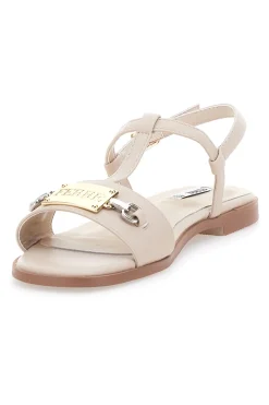 Sandali Crema Flat con Dettaglio Catena F251-FERRE' Hot