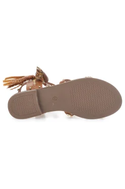 Sandali cuoio con borchie e lacci animalier Me & Me 1660-ME u0026 ME Best