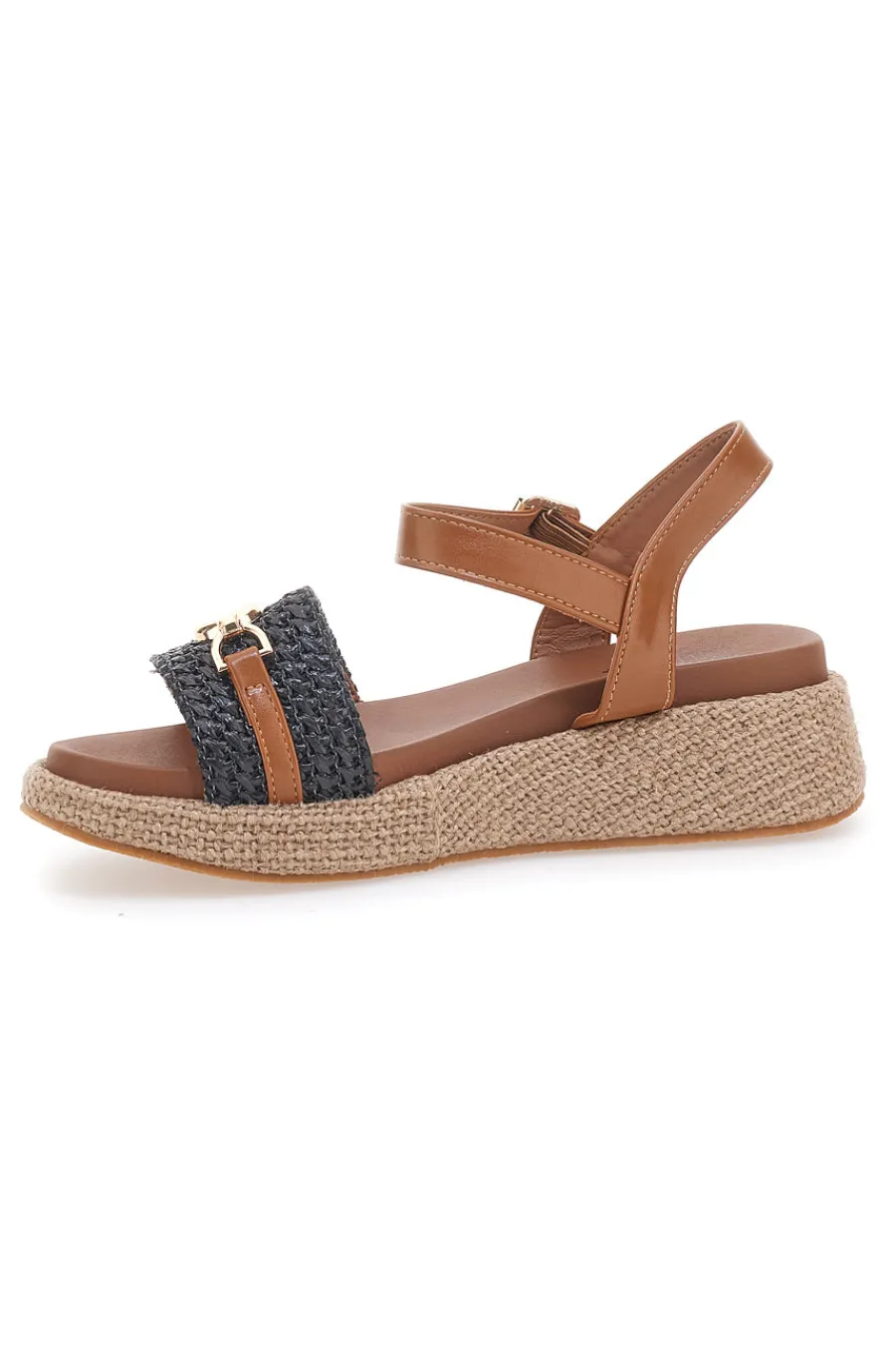 Sandali cuoio e nero con dettaglio gioiello da donna L25762-PITTARELLO SUN Discount