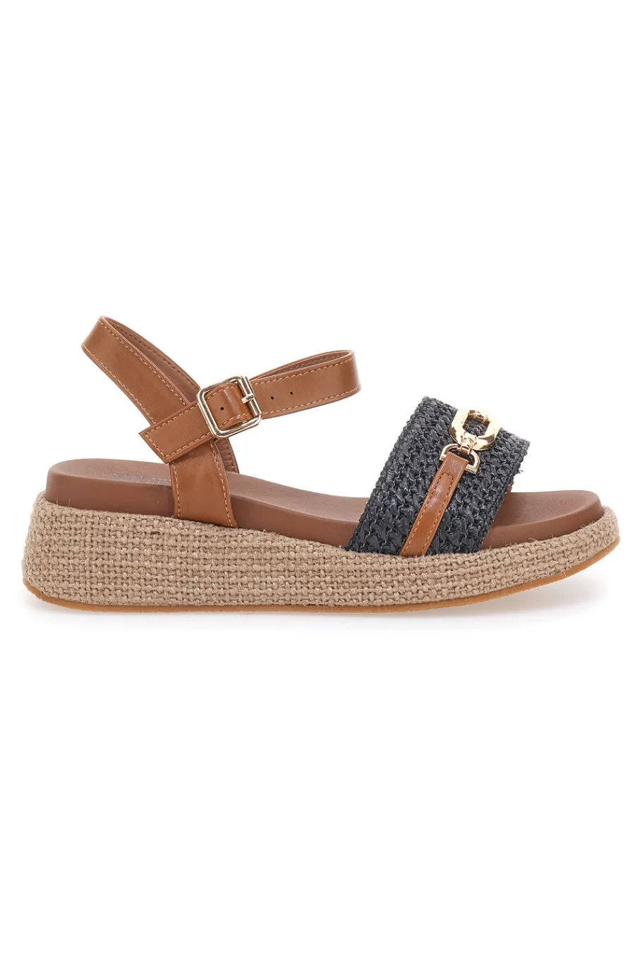 Sandali cuoio e nero con dettaglio gioiello da donna L25762-PITTARELLO SUN Discount