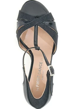 Sandali da ballo neri con cinturino a T e suola in vera pelle 6559-THE FIRST DANCE Clearance