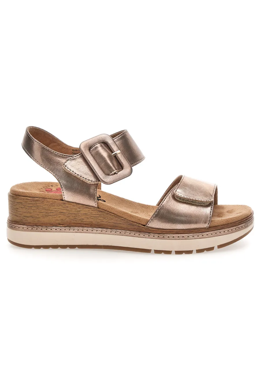 Sandali da donna rosa gold con doppia fascia e zeppa 67172670103-RELIFE Clearance
