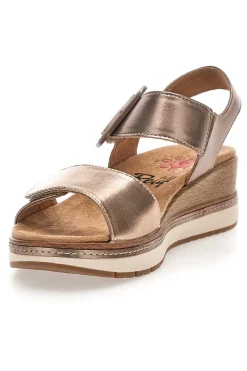 Sandali da donna rosa gold con doppia fascia e zeppa 67172670103-RELIFE Clearance