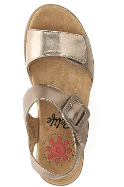 Sandali da donna rosa gold con doppia fascia e zeppa 67172670103-RELIFE Clearance