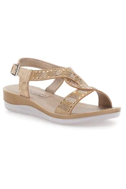 Sandali dorati con strass comfort 43BV-INBLU Online