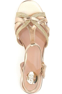 Sandali dorati con tacco basso e glitter 307095-LE HAVRE PARIS Sale