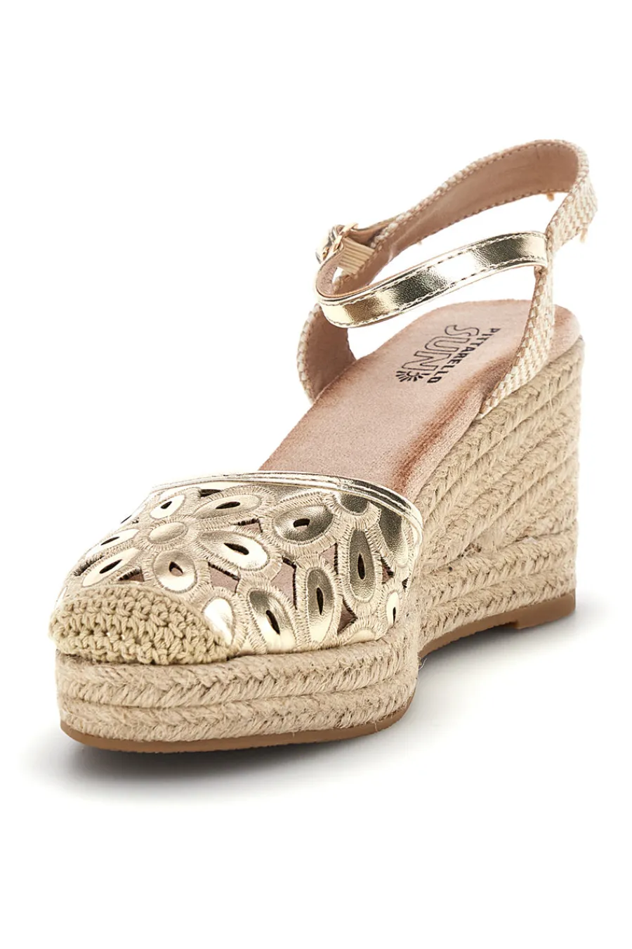 Sandali espadrillas Dorati con zeppa in corda Bl5-PITTARELLO SUN New