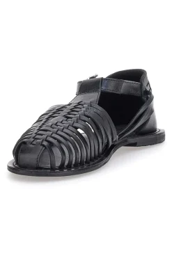 Sandali Fisherman Neri Con Suola Flat 5022-PITTARELLO LOOK Online
