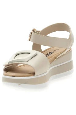 Sandali flat beige con maxi fibbia decorativa E475-ENERGY Sale