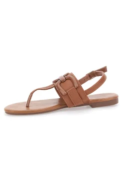 Sandali flat marroni con fascetta sottile PREA446-MON DIEU New