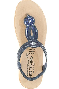 Sandali infradito blu con strass LR253421-MIO TEMPO Online