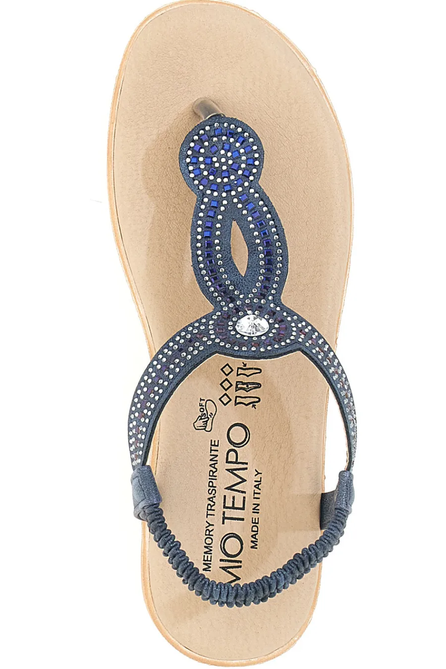 Sandali infradito blu con strass LR253421-MIO TEMPO Online