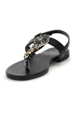 Sandali infradito nero con gioiello PREA3574-MON DIEU