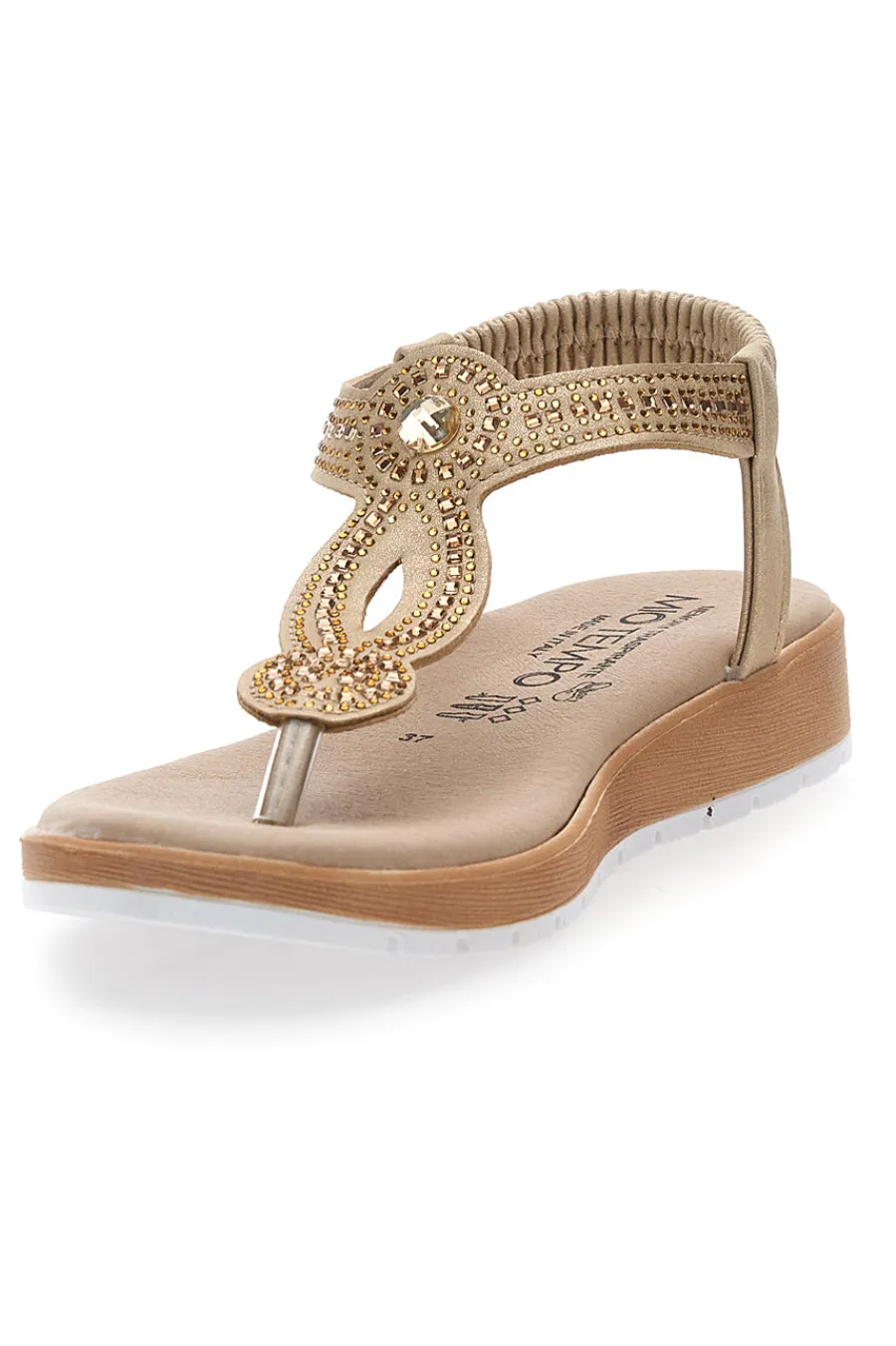 Sandali infradito oro con decorazioni gioiello LR253421-MIO TEMPO Discount