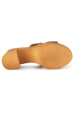 Sandali in pelle marrone con tacco largo e plateau 324518379-PITTARELLO Best